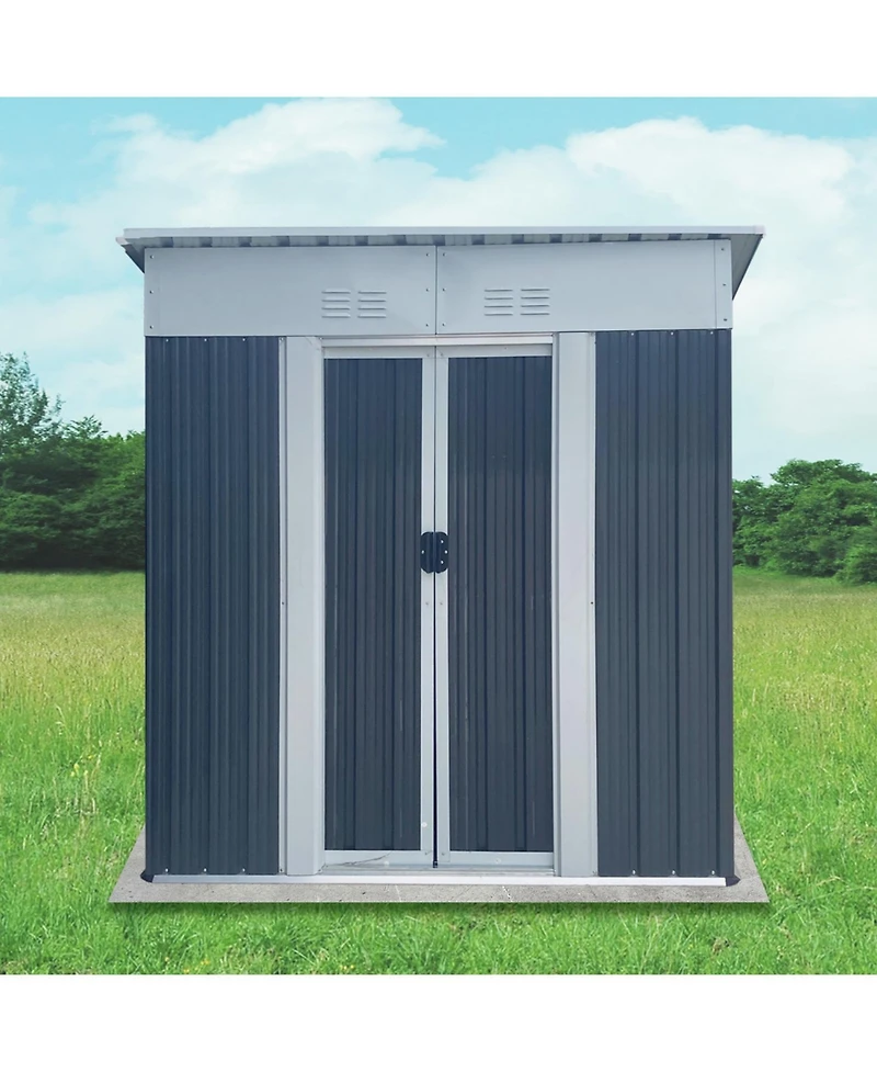 Streamdale Furniture5FTx3FT Grey Garden Shed - Aluminum Frame, Sliding Door
