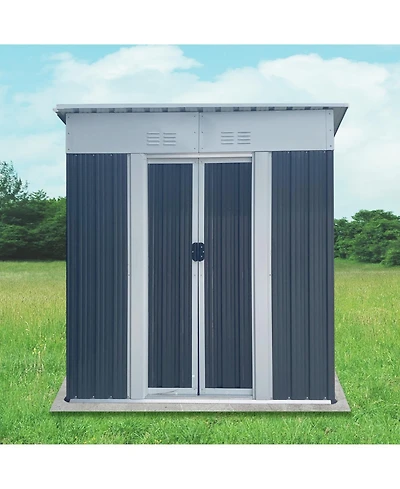 Streamdale Furniture5FTx3FT Grey Garden Shed - Aluminum Frame, Sliding Door