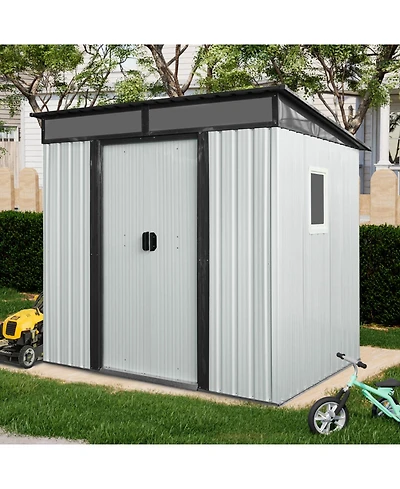 Streamdale Furniture Outdoor Metal Storage Shed with Window (White/Black)