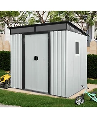 Streamdale Furniture Outdoor Metal Storage Shed with Window (White/Black)