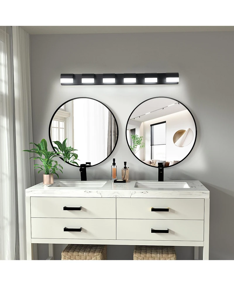 Streamdale Furniture Modern Bathroom Vanity Lighting 6-Light Led Vanity Lights Over Mirror Bath Wall Lighting