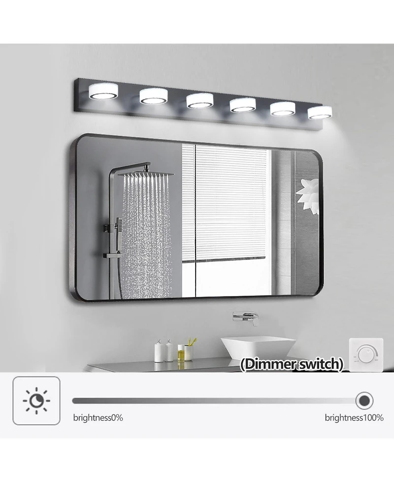 Streamdale Led Modern Black 6-Light Vanity Lights Fixtures Over Mirror Bath Wall Lighting