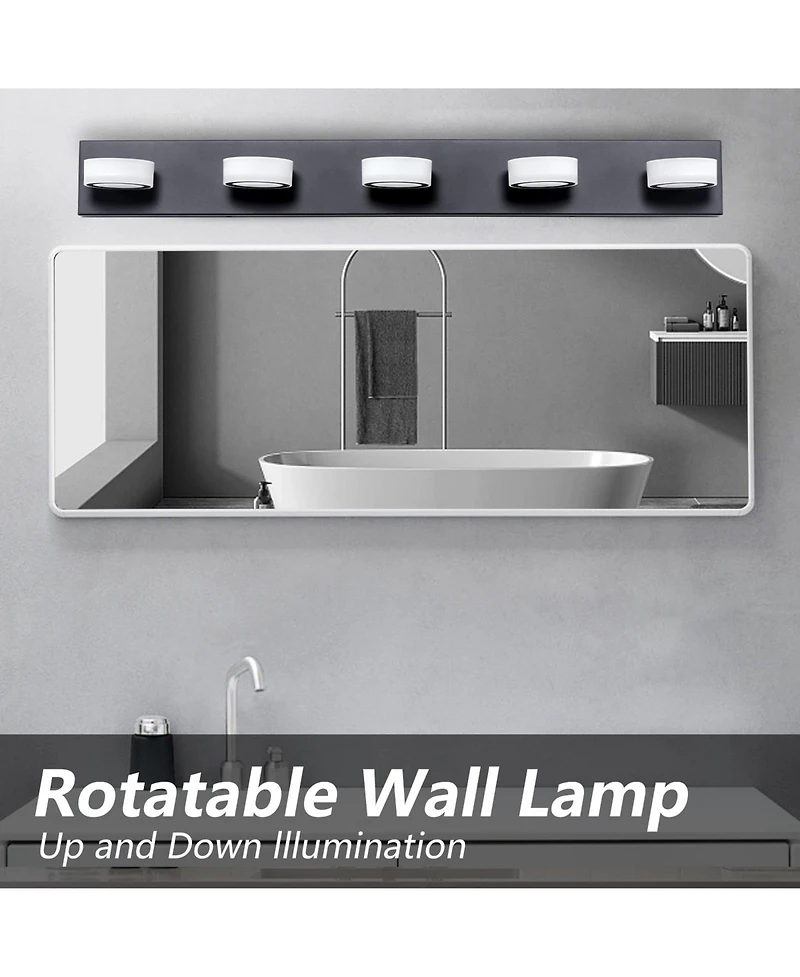Streamdale Led Modern Black 5-Light Vanity Lights Fixtures Over Mirror Bath Wall Lighting