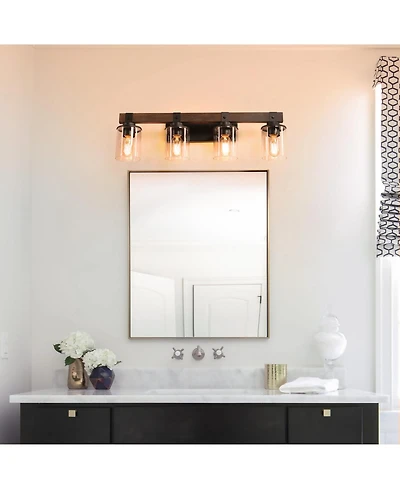 Streamdale Furniture 4-Lights Farmhouse Vanity Lights Fixture Rustic Bathroom Light Fixture Bathroom Sconce (No Bulbs)