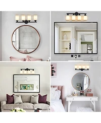 Streamdale 4-Light Vanity Mirror Light with Frosted Glass and Black Frame