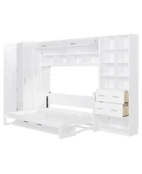 Streamdale Furniture Full Size Murphy Bed Wall Bed with Closet Drawers and Shelves