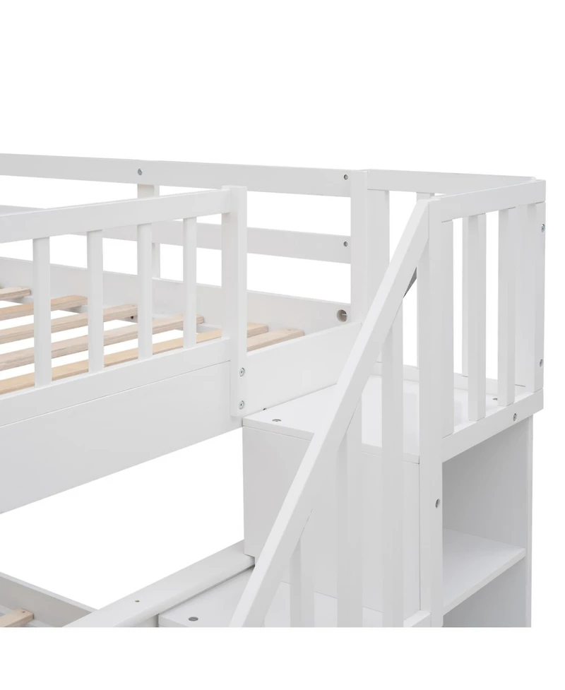 Streamdale Furniture Stairway Full-Over-Full Bunk Bed w/ Storage