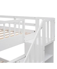 Streamdale Furniture Stairway Full-Over-Full Bunk Bed w/ Storage