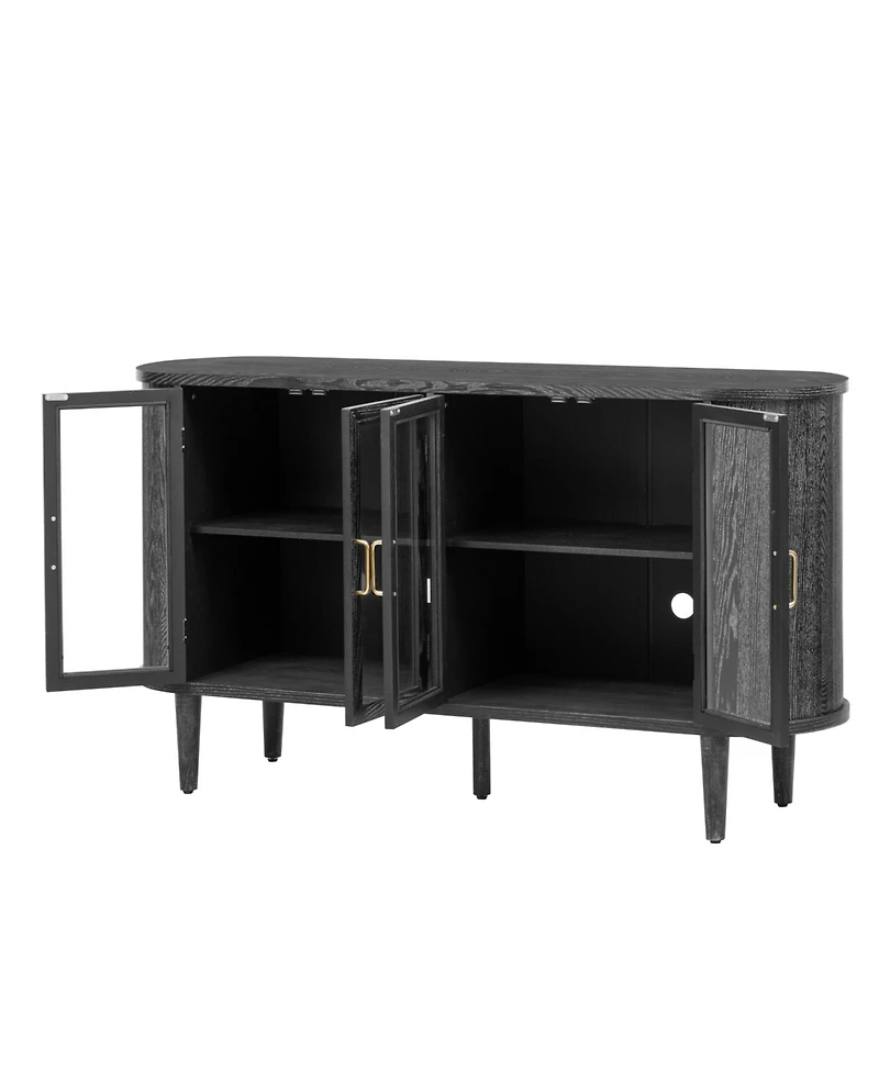 Streamdale Furniture Farmhouse Sideboard Cabinet with Glass Doors