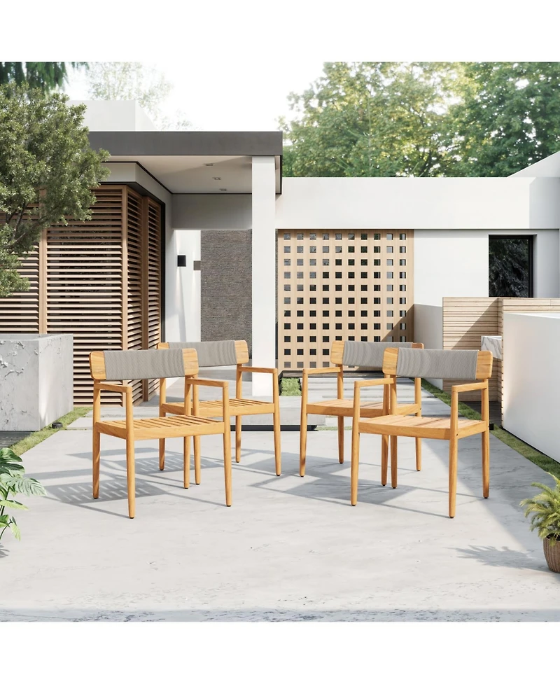 Streamdale Furniture Acacia Wood Outdoor Armchair - Weather-Resistant & Stylish Set of 2