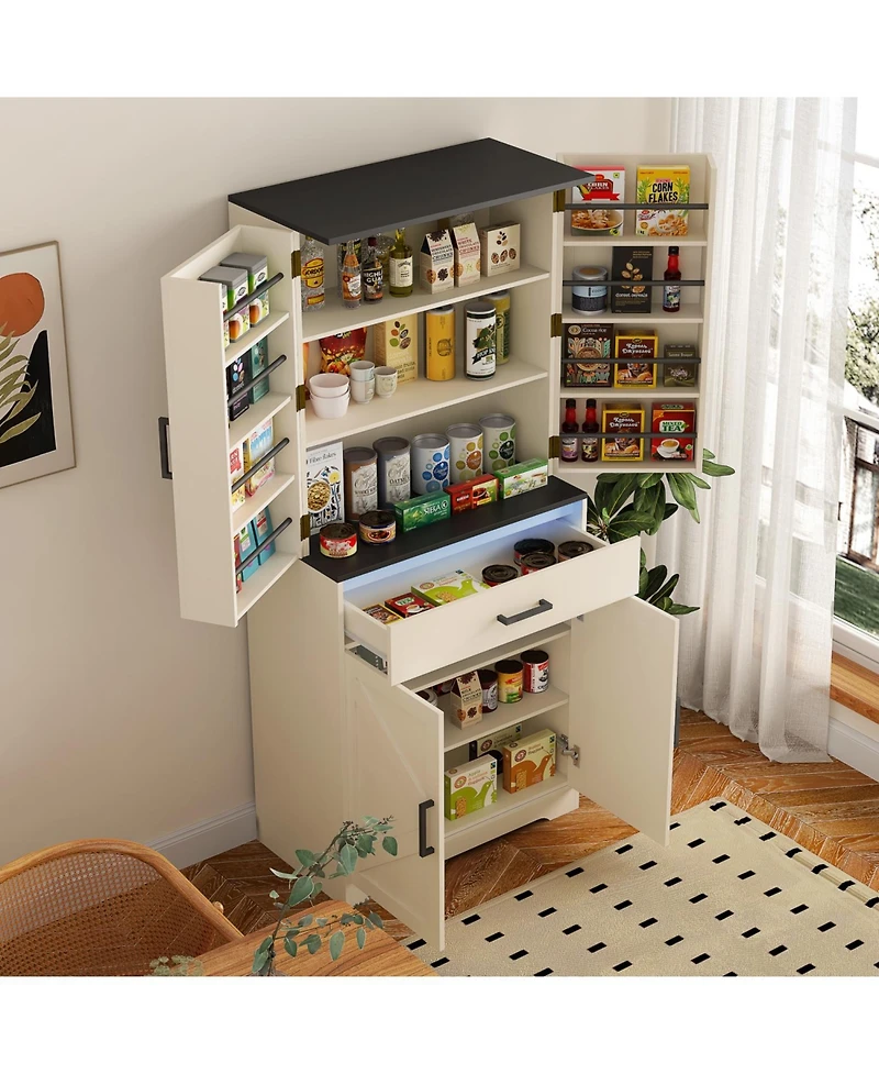 Streamdale Furniture Modern Led Accent Cabinet with Drawer