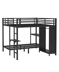 Streamdale Furniture King/Twin Xl Bunk Bed with Wardrobe & Desk - Black