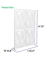 Streamdale Furniture White Leaf Metal Privacy Screen 3.8x6ft