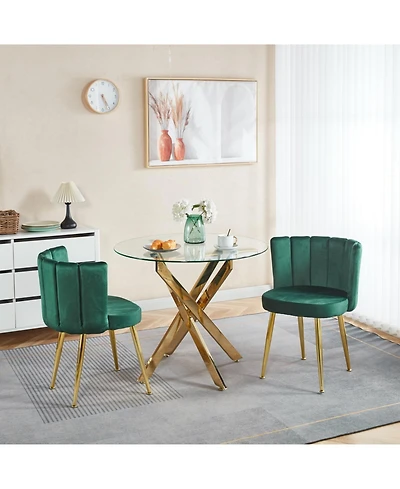 Streamdale Furniture Mid-Century Glass Top Dining Table Set