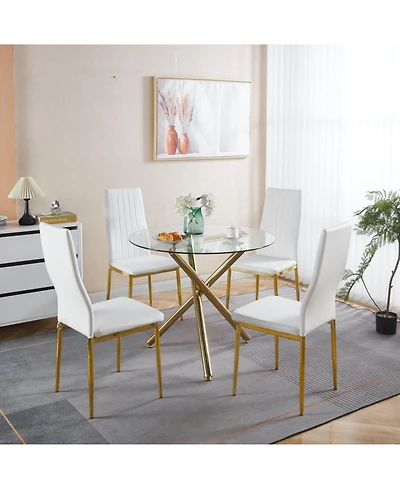 Streamdale Furniture Mid-Century Glass Top Dining Set