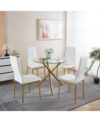 Streamdale Furniture Mid-Century Glass Top Dining Set