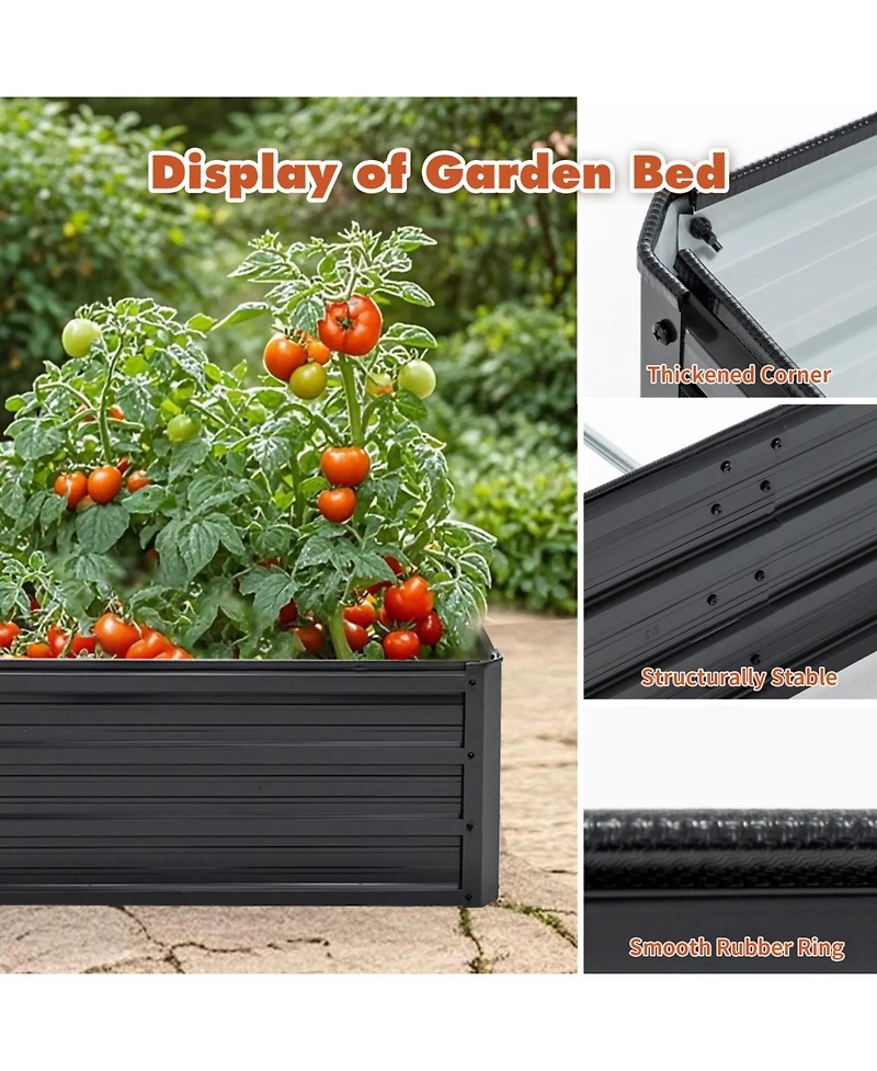 Streamdale Furniture Galvanized Raised Garden Bed - 8x4x1 ft