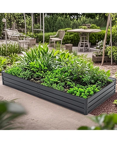 Streamdale Furniture Galvanized Raised Garden Bed - 8x4x1 ft