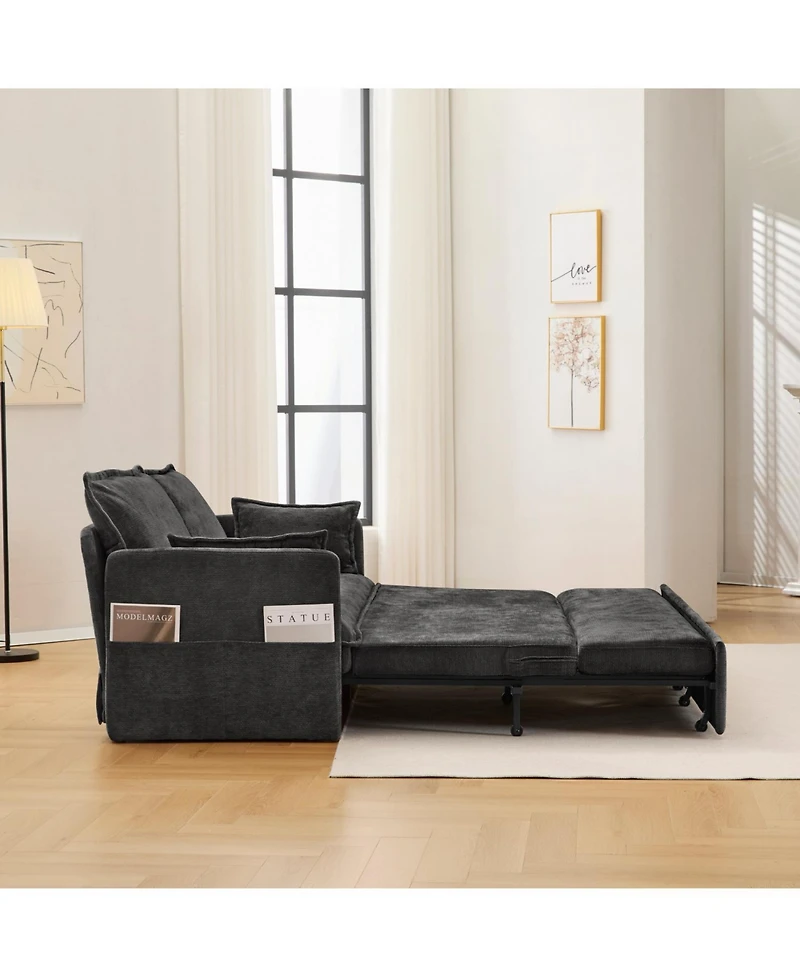 Streamdale Furniture 59.5" Chenille Sleeper Sofa Bed w/ Storage & Usb Ports