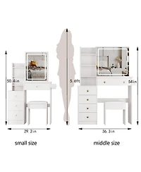 Streamdale Furniture Led Mirror Vanity Table with Stool & Power