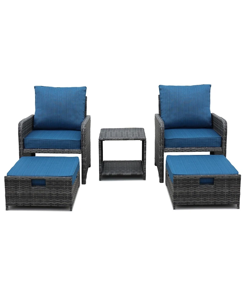 Streamdale Furniture Wicker Patio Furniture Set with Ottomans