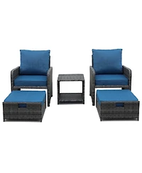 Streamdale Furniture Wicker Patio Furniture Set with Ottomans