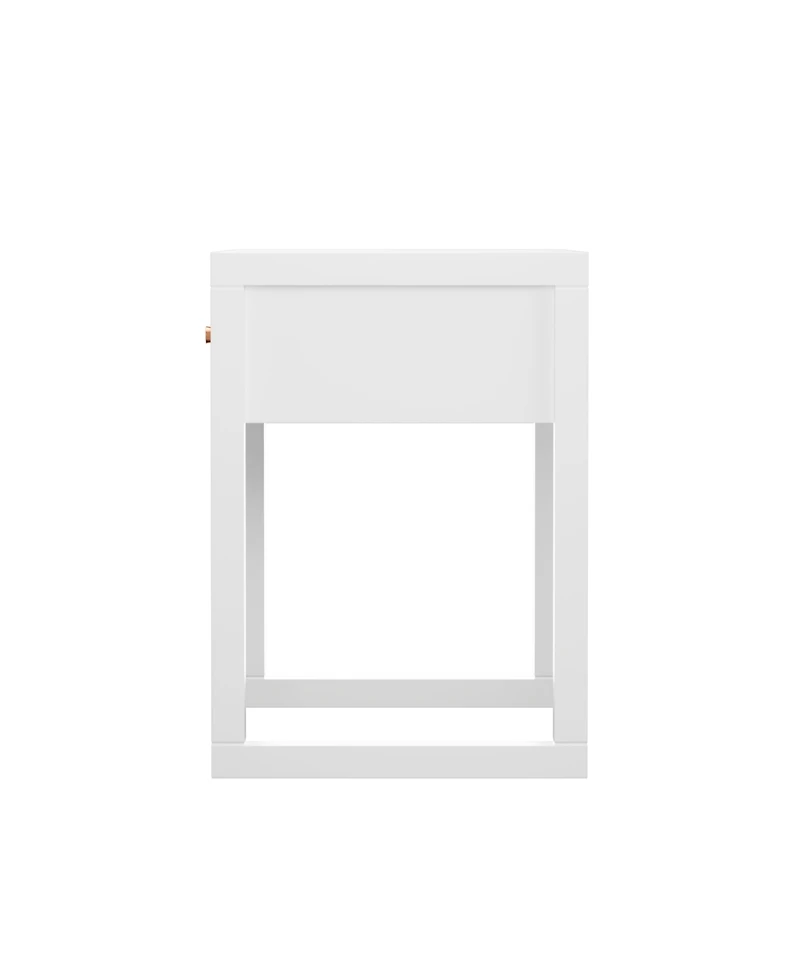 Streamdale Modern White Nightstand with Drawer & Wood Knob