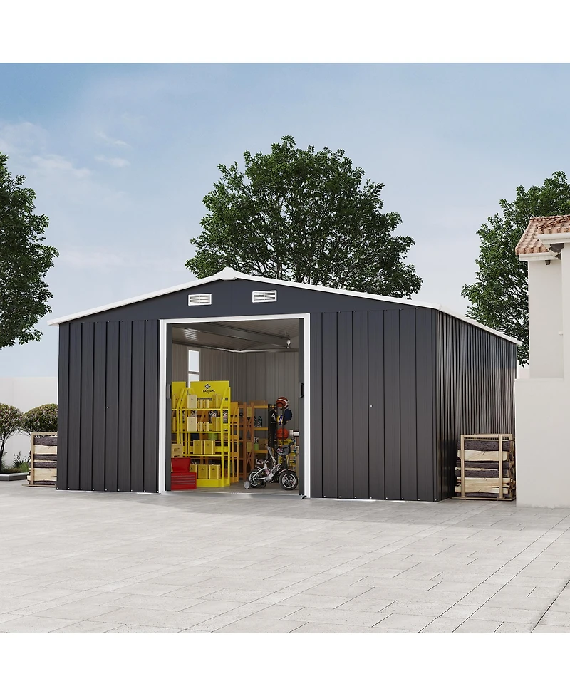 Streamdale Furniture Campcraft 10x12ft Steel Storage Shed w/ Windows - 2 Colors