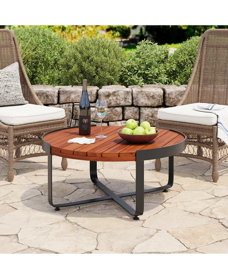 Streamdale Furniture Acacia Wood & Metal Outdoor Coffee Table