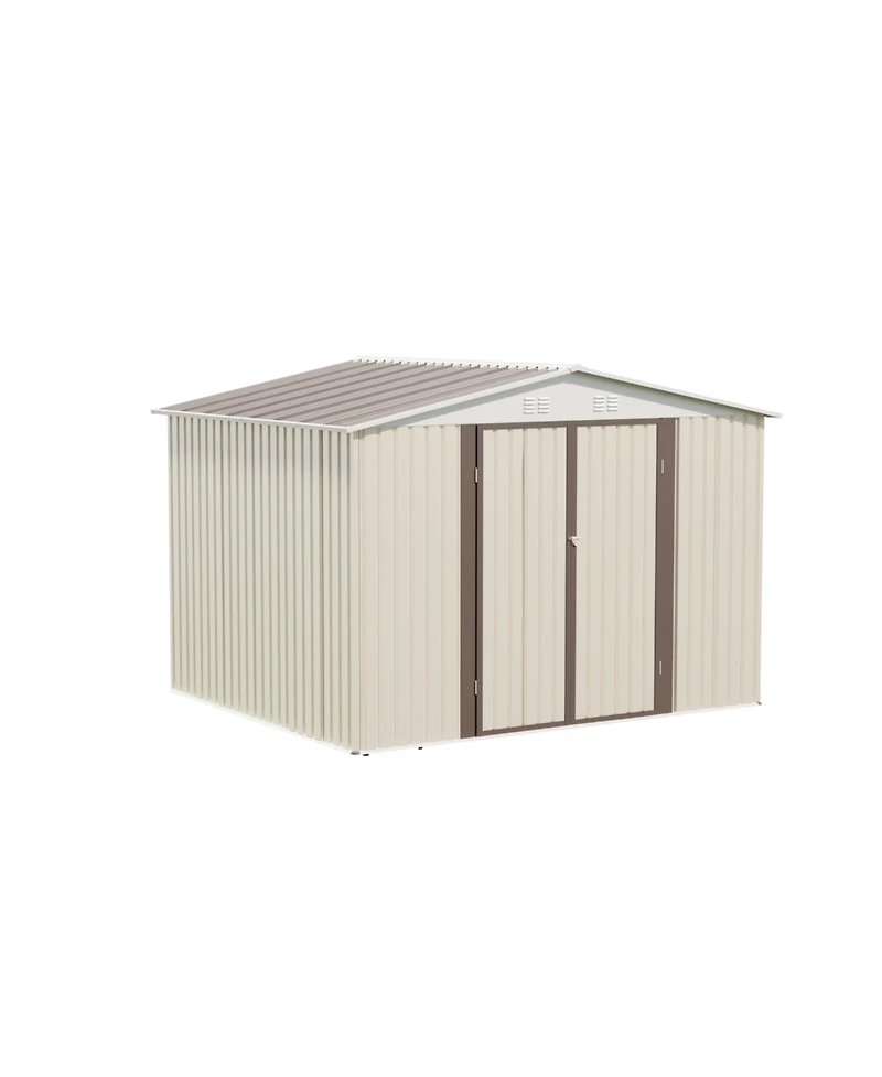 Streamdale Furniture 10x8 White Outdoor Garden Shed - Aluminum Frame, Hinged Door & Foundation