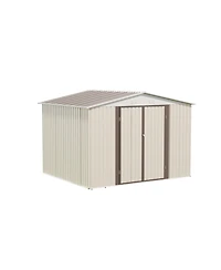 Streamdale Furniture 10x8 White Outdoor Garden Shed - Aluminum Frame, Hinged Door & Foundation