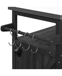 Streamdale Furniture Streamdale Outdoor Kitchen Island Rolling Bar Cart Grill Table Black