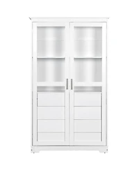 Streamdale Kitchen Pantry Cabinet with Glass Doors & Drawers - White