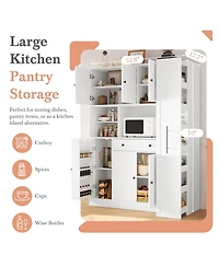 Streamdale White Buffet with Hutch & Pull-Out Side Cabinet