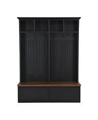 Streamdale Farmhouse 4-in-1 Hall Tree - Mudroom Coat Rack Bench with Drawers, Black