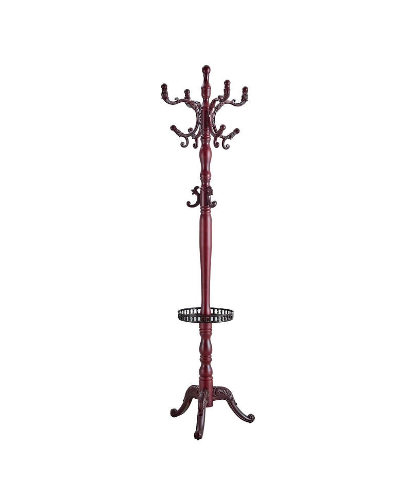 Streamdale Furniture Walnut Wood Coat Rack w/ Key Tray (Crabapple Option)