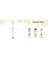 Streamdale Furniture Modern Silver & Gold Coat Rack - 72 Inch, Detachable Bracket