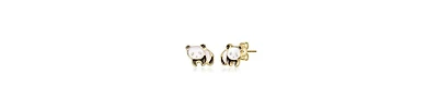 GiGiGirl 14K Gold Plated with White & Black Enamel Charming Panda Earrings For Kids