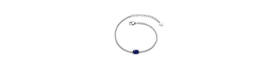 Genevive Sterling Silver White Gold Plated with Colored Cubic Zirconia Thin Chain Bracelet