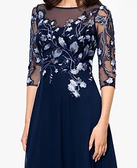 Betsy & Adam Petite A-Line Embroidered Dress