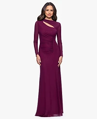 Betsy & Adam Petite Mock Neck Crinkle Detail Dress