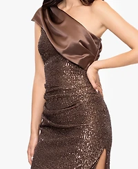 Betsy & Adam Petite One Shoulder Sequin Detail Dress