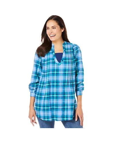 Woman Within Plus Flannel Tunic With Layered Look
