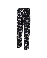 Concepts Sport Men's Black Pittsburgh Steelers Mosaic All Over Print Pants