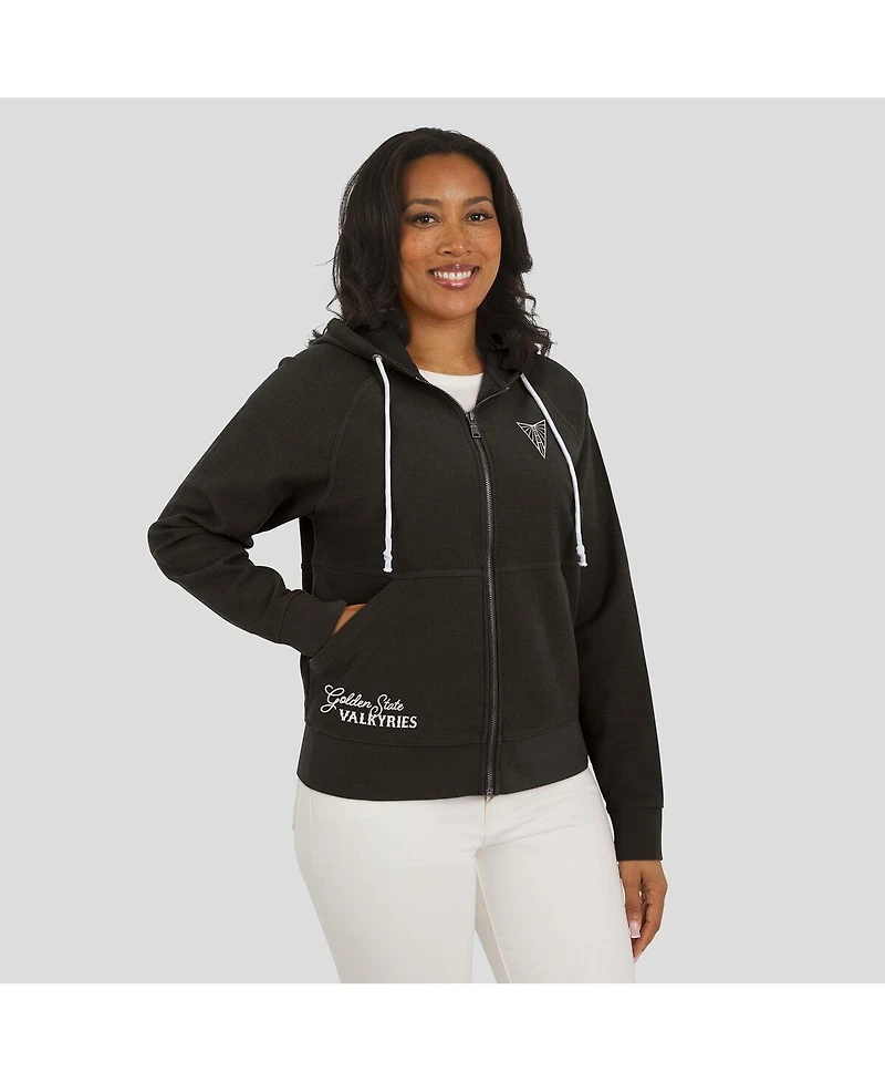 Wear by Erin Andrews Women's Black Golden State Valkyries Vintage Full-Zip Raglan Hoodie