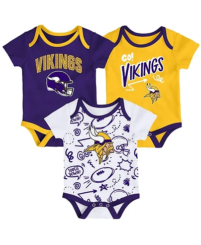 Outerstuff Infant 3-Piece Minnesota Vikings All Day Play Bodysuit Set