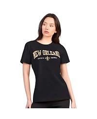G-iii 4Her by Carl Banks Women's Black New Orleans Saints Super-Slim Lightweight Winning Crew T-Shirt