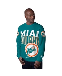 Starter Men's Aqua Miami Dolphins Extreme Clutch Hit Vintage Logo Long Sleeve T-Shirt