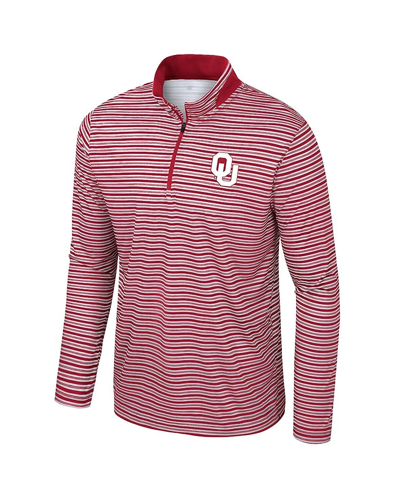Colosseum Men's Crimson Oklahoma Sooners Striped Quarter-Zip Sweatshirt