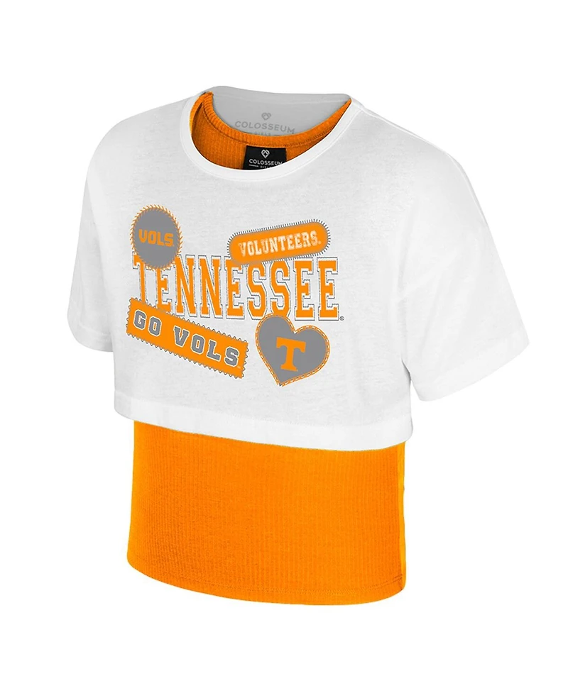 Colosseum Big Girls White Tennessee Volunteers Gale Cropped 2Fer Top